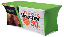 Load image into Gallery viewer, 4 sided Custom stretch table throw with zipper back