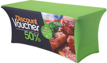 Load image into Gallery viewer, 3 sided Custom Stretch table throw