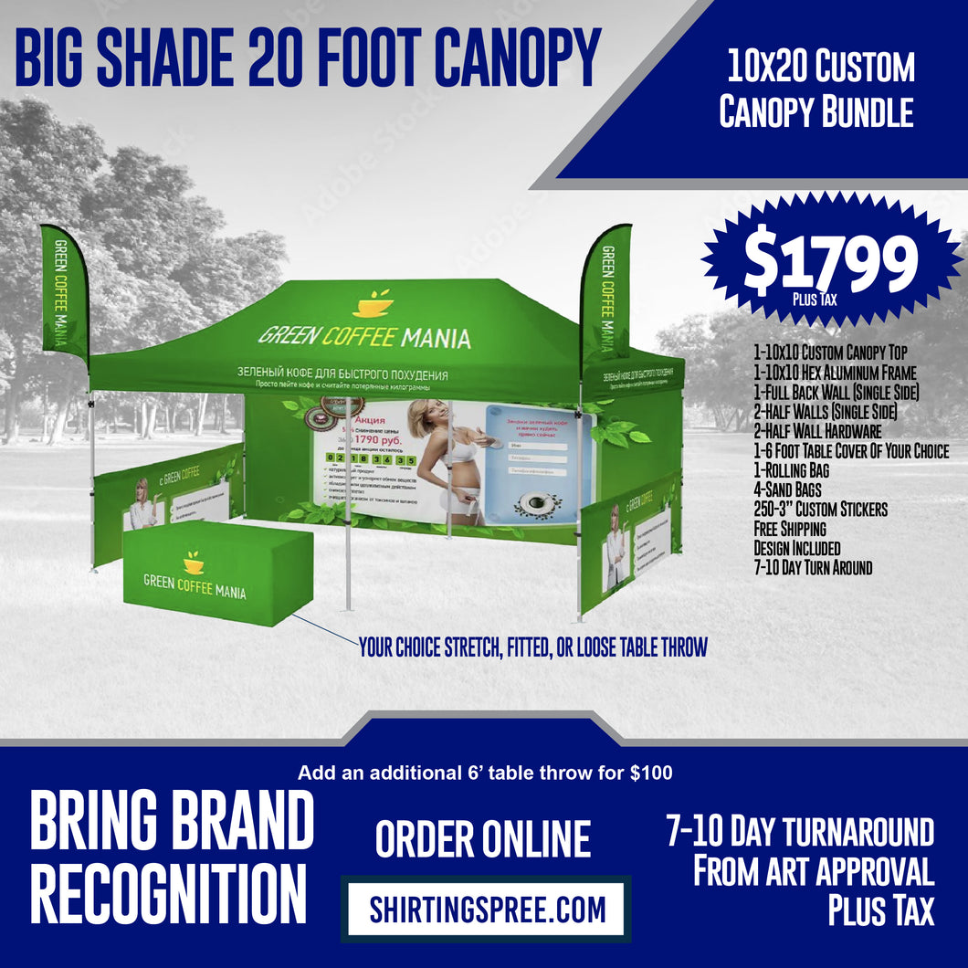 10x20 Custom Canopy Tent Bundle